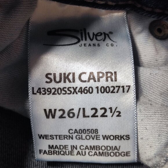 Silver Jeans Suki Capri women's size W26/L22 1/2 dark wash blue, low-rise - Picture 7 of 13